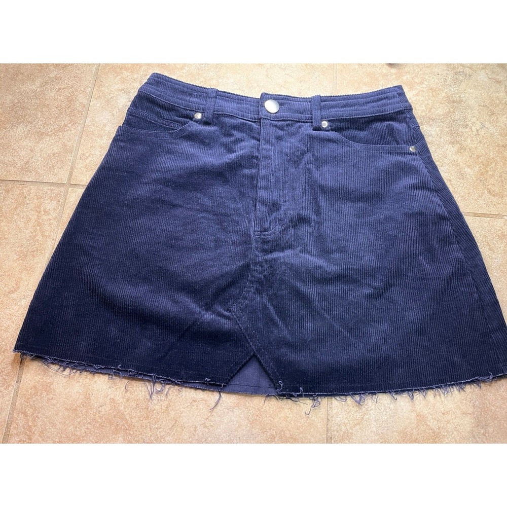 Lulus Skirt Womens Small Dark Blue‎ Corduroy Mini Skirt A-Line with pockets